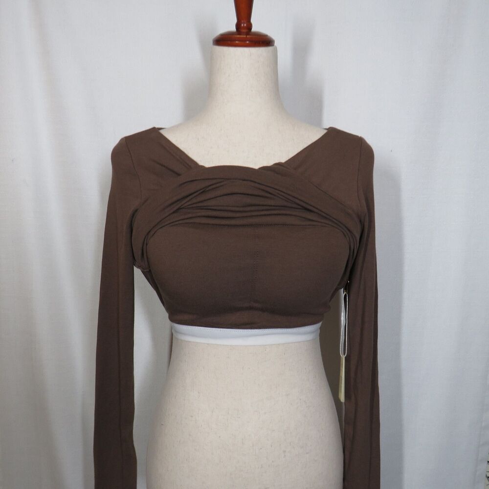OGL Brown Soft Stretchy Long Sleeve Thong Padded Brami Bodysuit Size Small - Picture 6 of 7